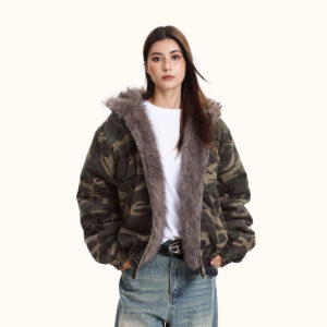 Women's Hooded Camouflage Jacket Cotton-padded Jacket