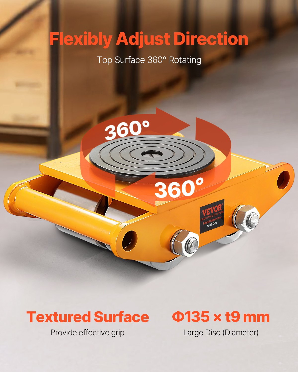 4PCS Machinery Skate Dolly, 11999.8 Kg Industrial Machinery Mover, Heavy Duty Carbon Steel Machinery Moving Skate & 4 Carbon Steel Wheels And 360° Rotation Non-Slip Cap For Warehouse, Factory - Image 2
