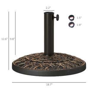 19 Patio Umbrella Base, 26 Lbs Concrete Heavy Duty Umbrella Stand, Round Patio Umbrella Holder For 1.5 1.9 Umbrella Poles For Outdoor, Lawn, Poolside, Bronze