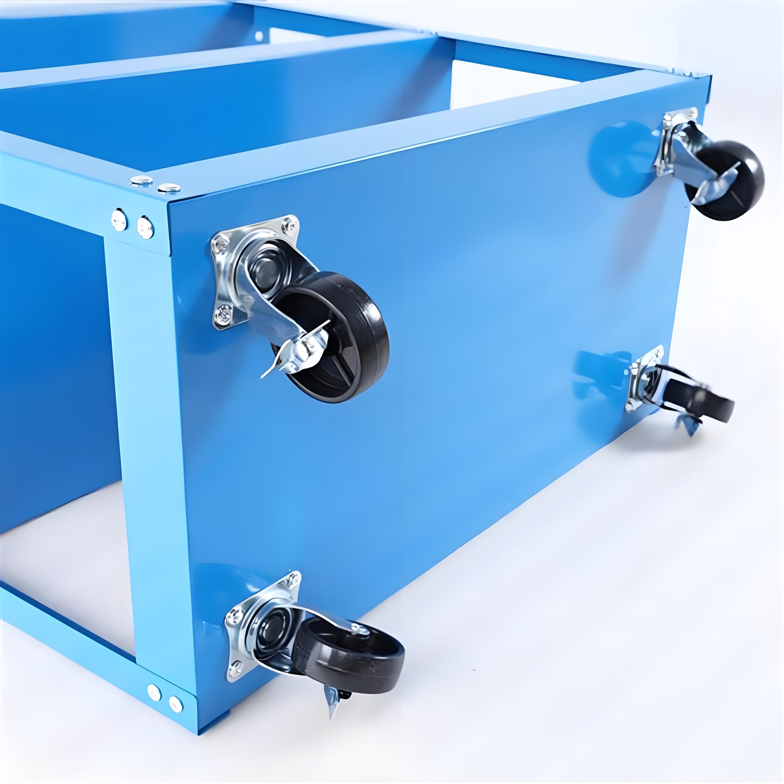 Upgrade 3-Tier Rolling Tool Cart With Lockable Wheels, Heavy Duty Steel Utility Cart, Kitchen Cart Organizer, Workshop Rolling Serving Cart For Garage, Warehouse, Blue - Image 4