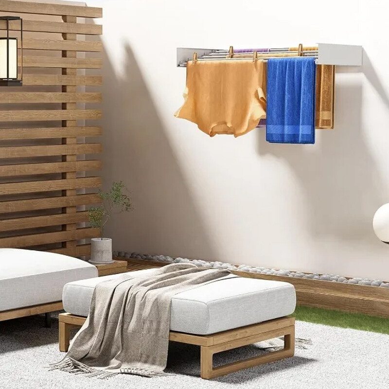 Wall Mounted 80 1 0 0cm Airer Towel Drying Rack Extendable Fold Clothes Dryer UK - Image 2