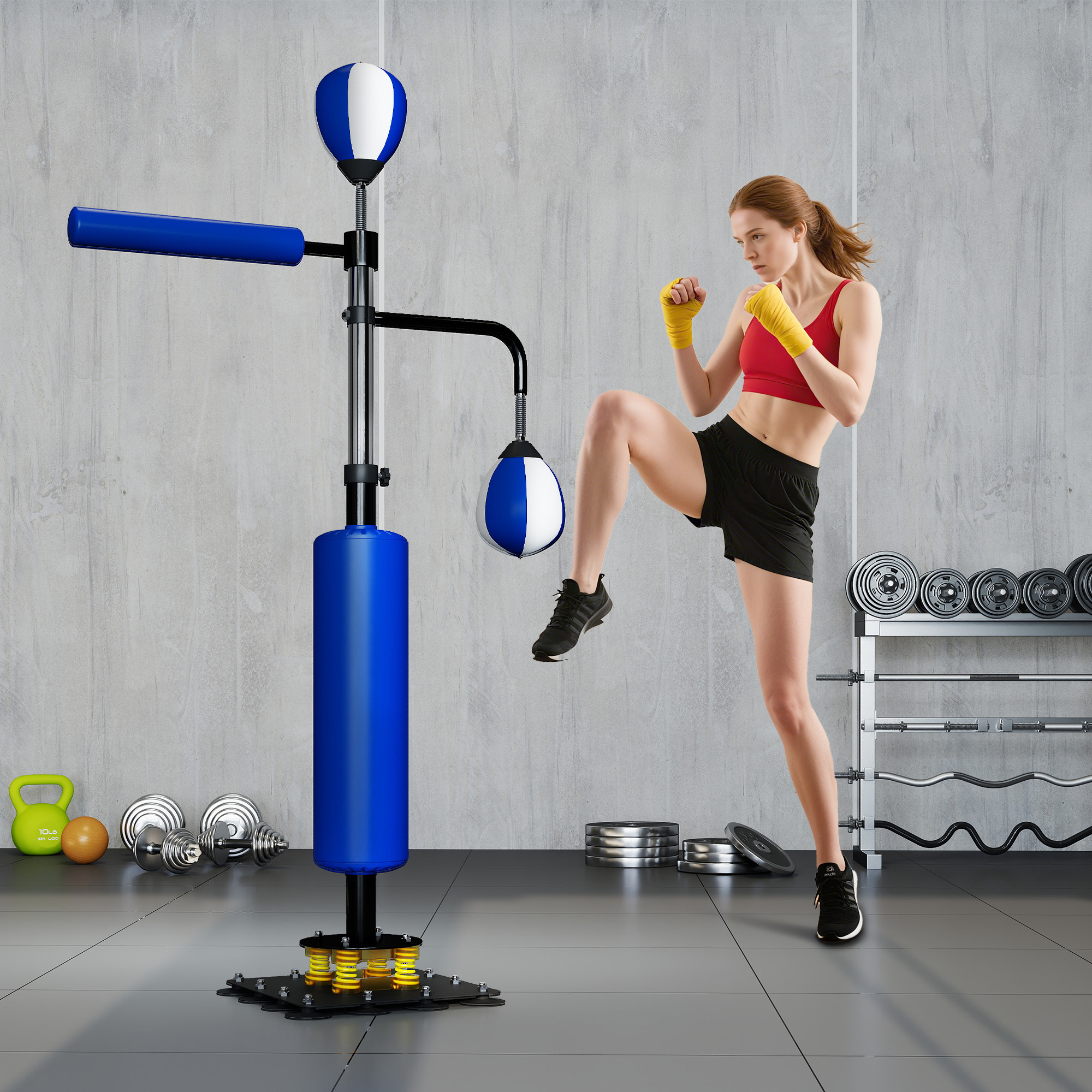 4.6'-6.7' Speed Bag Boxing Bag Stand, Reflex Bag Boxing Training Equipment, Speed Punching Bag, Blue - Image 4