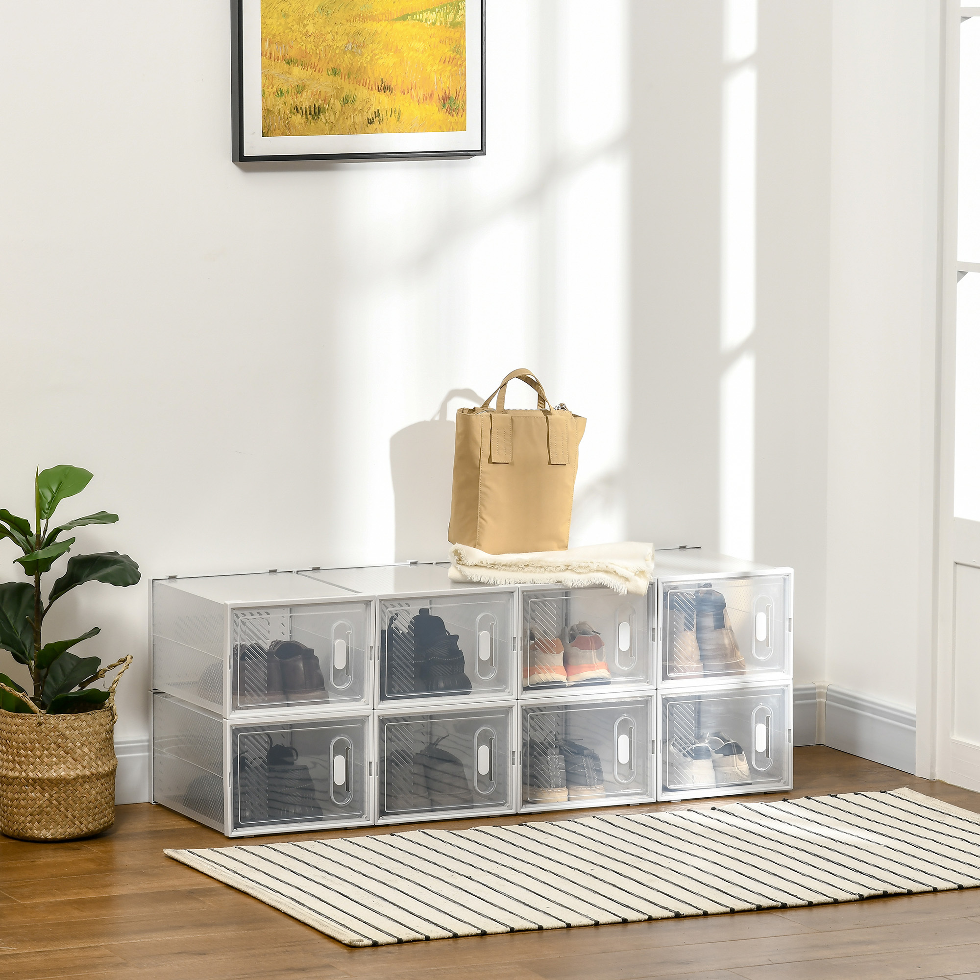 8PCS Clear Shoe Box, Plastic Stackable Shoe Storage Box For UK/EU Size Up To 12/46 With Magnetic Door For Women/Men, 28 X 36 X 21 Cm - Image 3