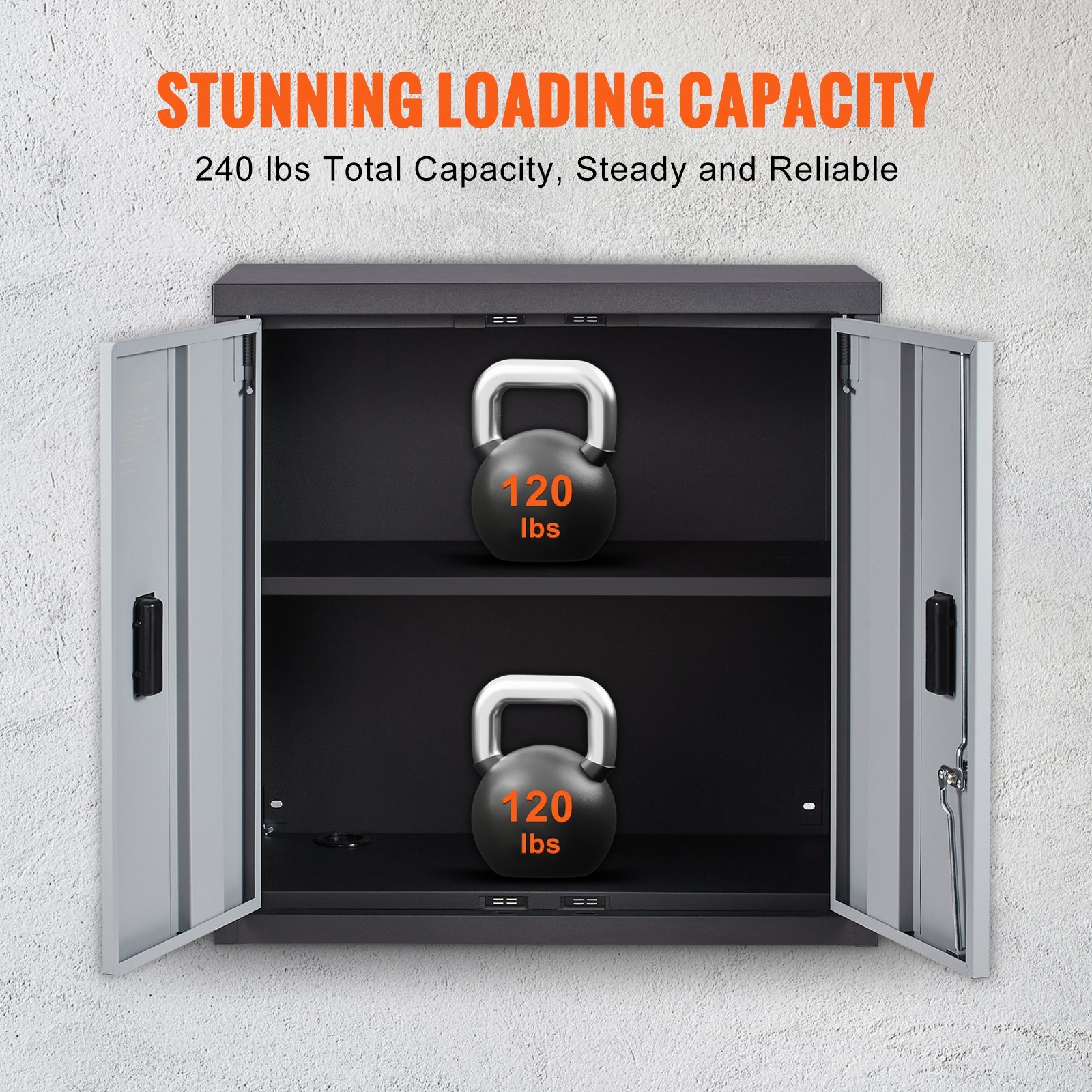 Foldable Wall Cabinet, Metal Garage Locker Mounted 660 Mm Small Tool Chest 108.8 Kg Loading Capacity Adjustable Shelf Magnetic Door File For Warehouse Office Home Black - Image 3