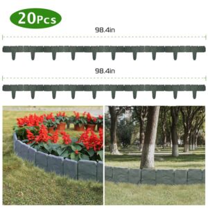 20 PCS Garden Edging Border,Imitation Stone Effect Garden Lawn Border,No Dig Flexible Lawn Edging And Flower Bed Border Grey