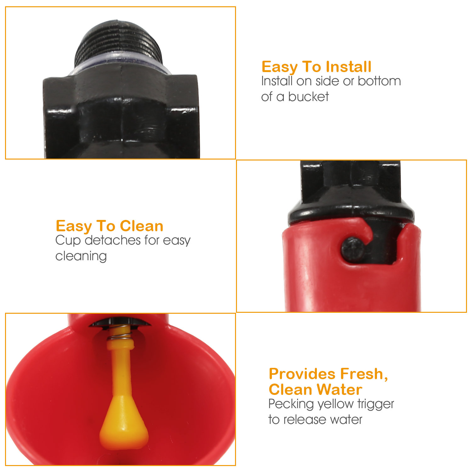 20 Pack Chicken Waterer Automatic Poultry Waterer Chicken Drinker Cups With Mounting Joint For Chicken Poultry - Image 8