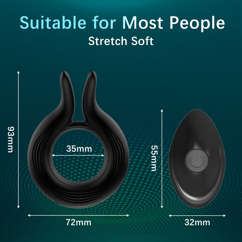 10 Frequency Magnetic Charging Rabbit Ear Cock Ring Silicone Male Vibrating Penis- Ring Adult- Products Masturbation- Device - Image 5