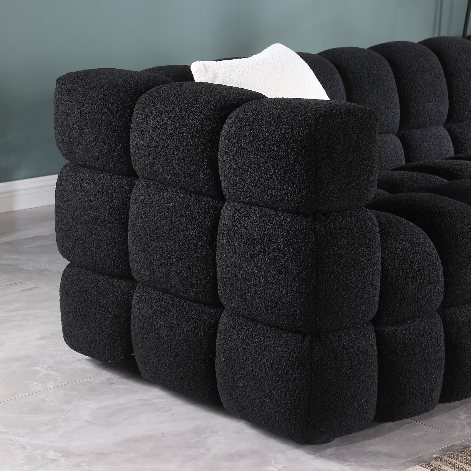 62.2length ,35.83inch Deepth ,human Body Structure For USA People, Marshmallow Sofa,boucle Sofa ,BLACK Color, 2 Seater - Image 5