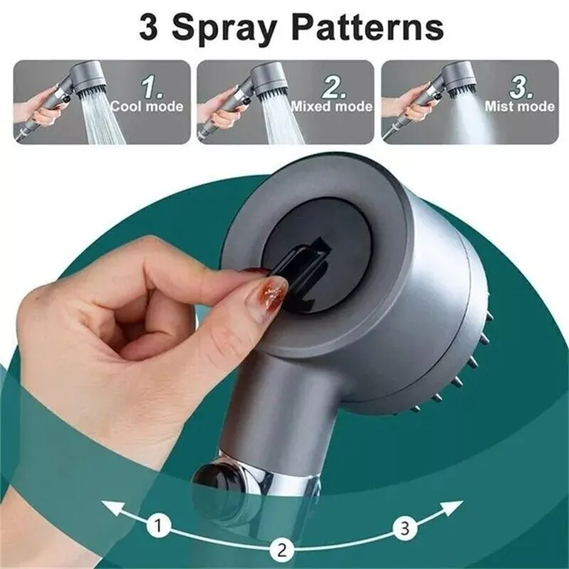 3 Modes Shower Head With Filter High Pressure Water Saving Massage Body Scalp UK - Image 5