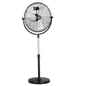 Industrial Pedestal Fan, 20 Inch Standing Fan With 46.9 To 59.6 Inches Adjustable Height, Floor Fans With 3 Adjustable Speeds, High Power Fans For Warehouse,Garage,Commercial,Residential, Black