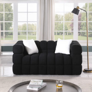 62.2length ,35.83inch Deepth ,human Body Structure For USA People, Marshmallow Sofa,boucle Sofa ,BLACK Color, 2 Seater