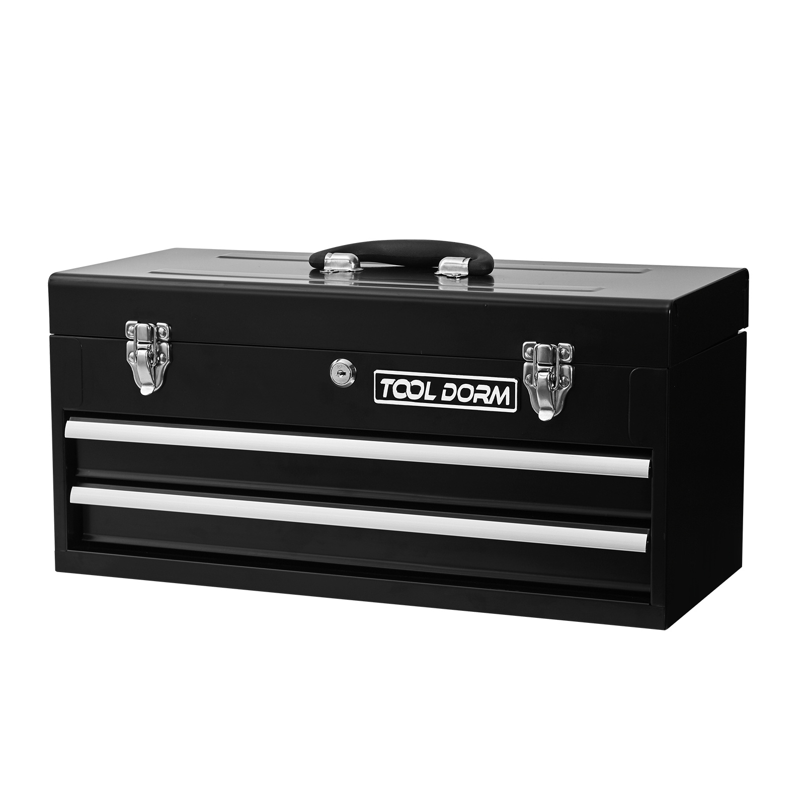 20.3inch Metal Tool Box With 2-4 Drawers Portable Steel Tool Chest With Metal Cylinder Lock And Latch Closure, Black And Red Two Color Powder Coating, Suitable For Garage, Warehouse - Image 3