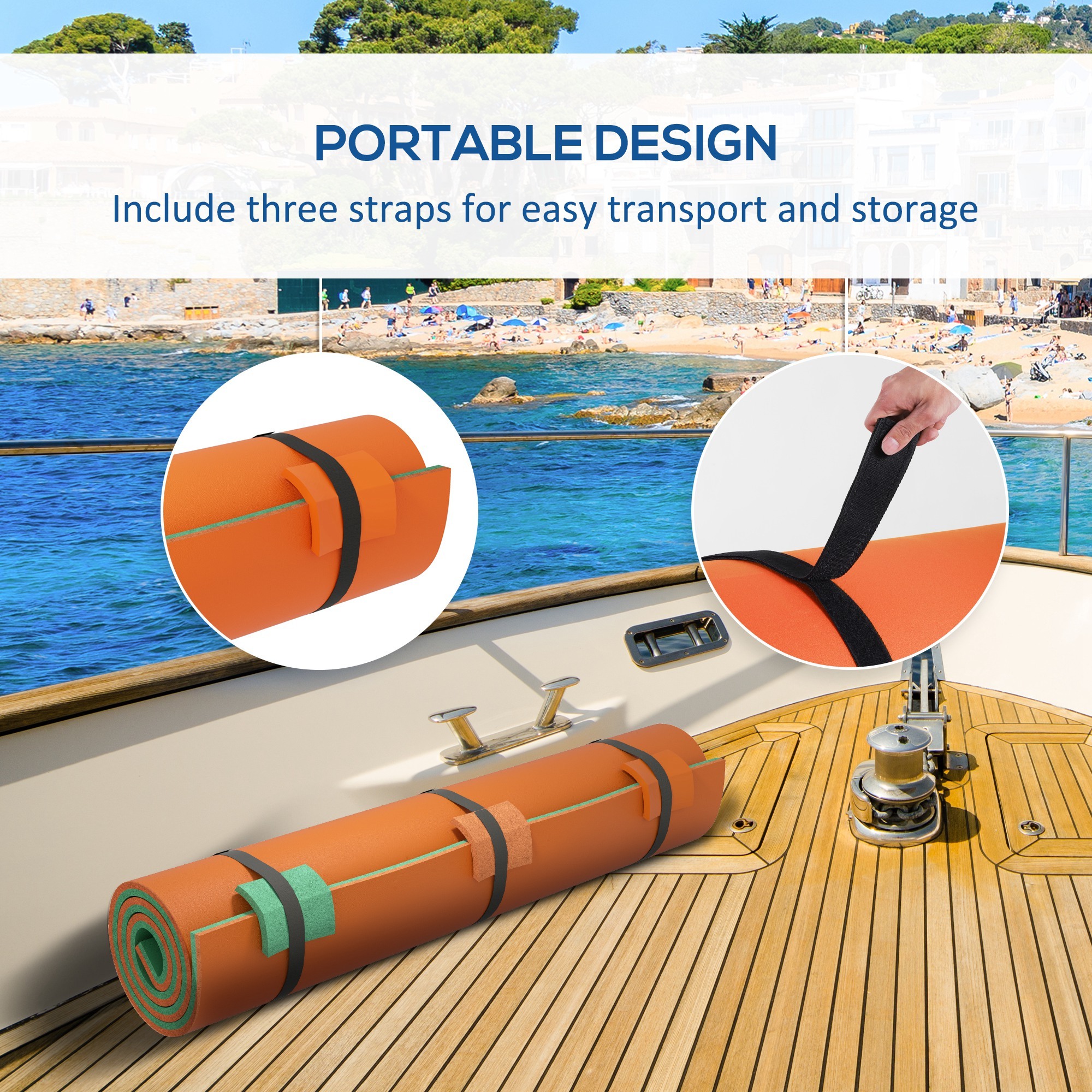9 X 6 Lily Pad Water Mat For 2 Adults, Floating Water Pad For Lake, Pool, Ocean, Beach, And Boating, Orange - Image 4