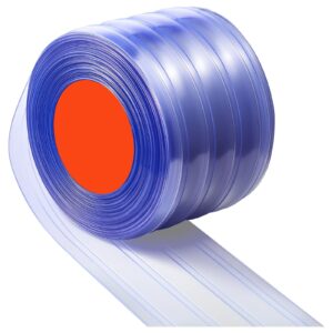 Clear PVC Strip Curtain, 50 Ft Length X 8 In Width, Ribbed Plastic Door Strip Bulk Roll, Walk In Freezer Cooler Curtain Strips For Doorways Of Supermarket, Garage, Warehouse, Pet Animal House