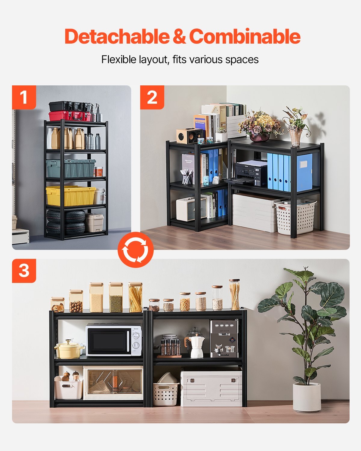 Storage Shelves, 2000 Lbs, 5 Tier Garage Storage Shelving, 16" D X 32" W X 63" H Adjustable Metal Shelves For Garage Shelves Utility Rack Shelf, Ideal For Kitchen, Warehouse, Basement, Black - Image 2