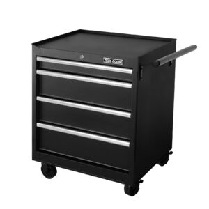 Tool Storage Cabinet And Cart 27Inch Metal Tool Cabinet With 4 Drawer,Rolling Wheel, Ball Bearing Sliders, Black Powder Coating, Suitable For Garage, Warehouse, Workshop