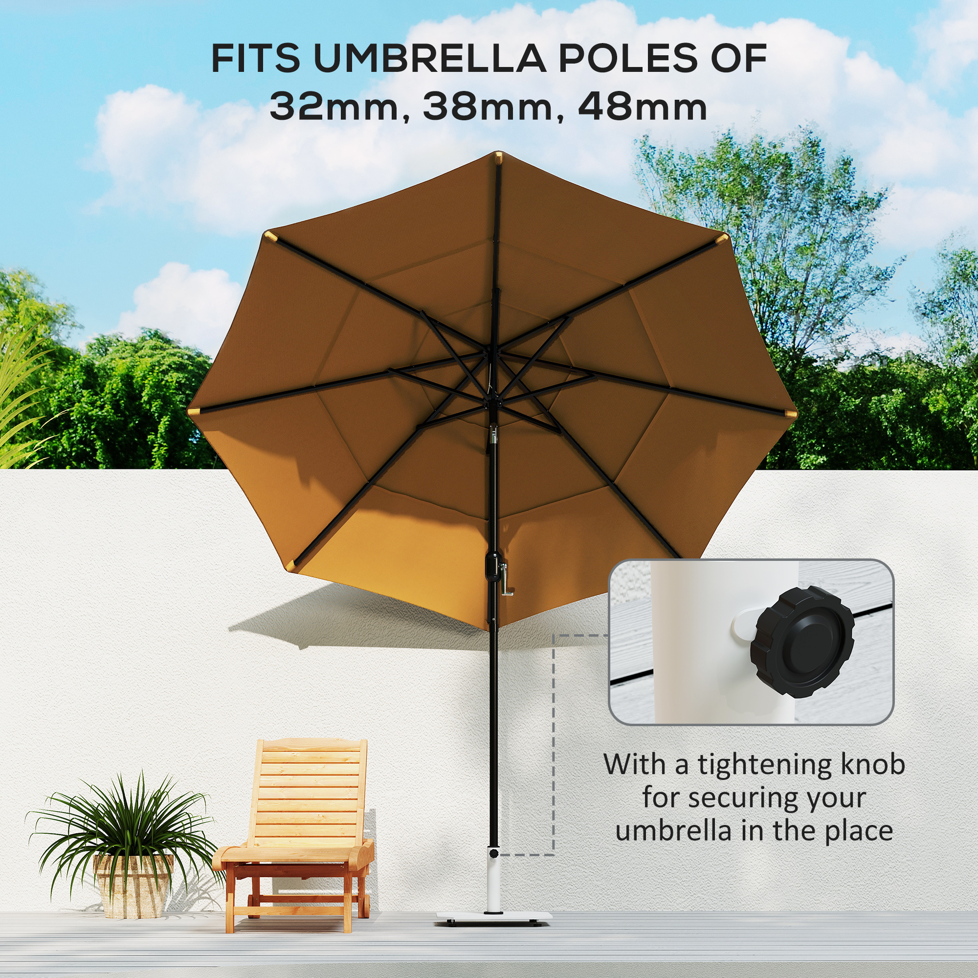 Square Patio Umbrella Base, 41 Lbs Metal Umbrella Stand Base With Adjustable Foot Pads, Heavy Duty Patio Umbrella Holder For 1.31.51.9 Umbrella Poles For Outdoor, Lawn, Poolside, White - Image 6
