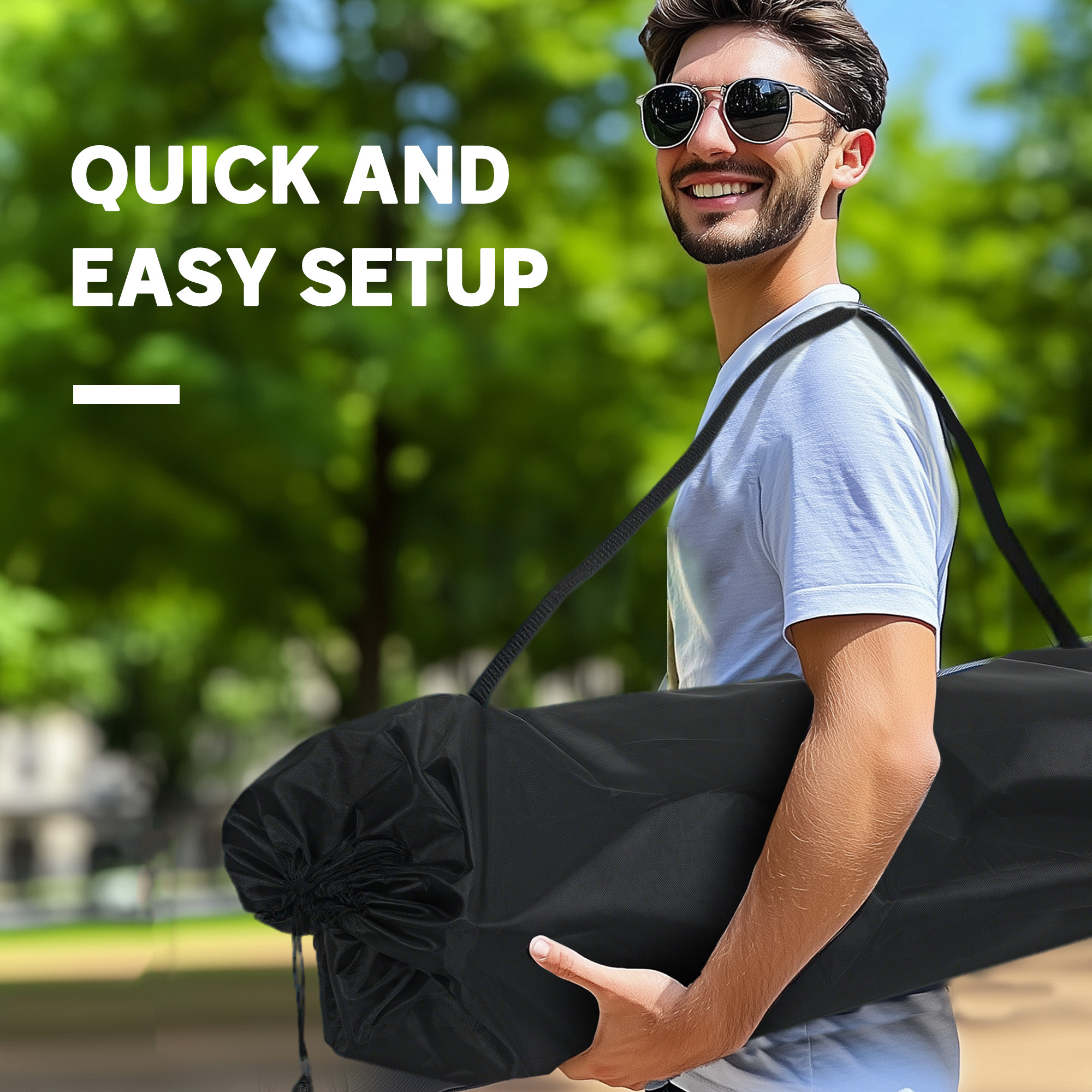 Padded Folding Camp Chair For Adults, Double Camping Chair With Armrests, Cup Holders, Carry Bag For Outdoor, Green - Image 2