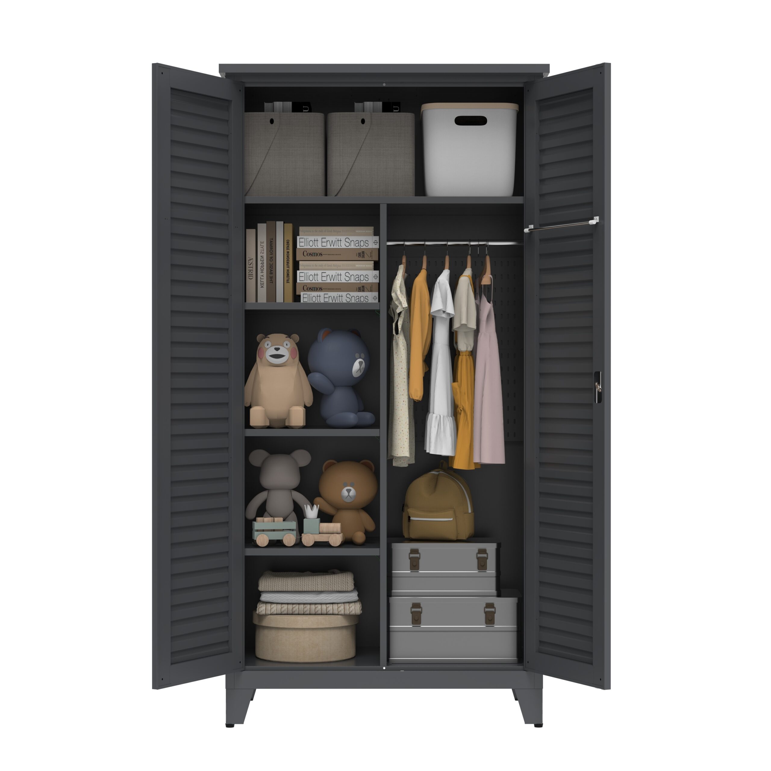 73'' Tall Metal Tool Storage Cabinet, With Ample Storage Space For Garage,Warehouse,Garden,Office, Living Room,Bathroom,Utility Room Slate - Image 2
