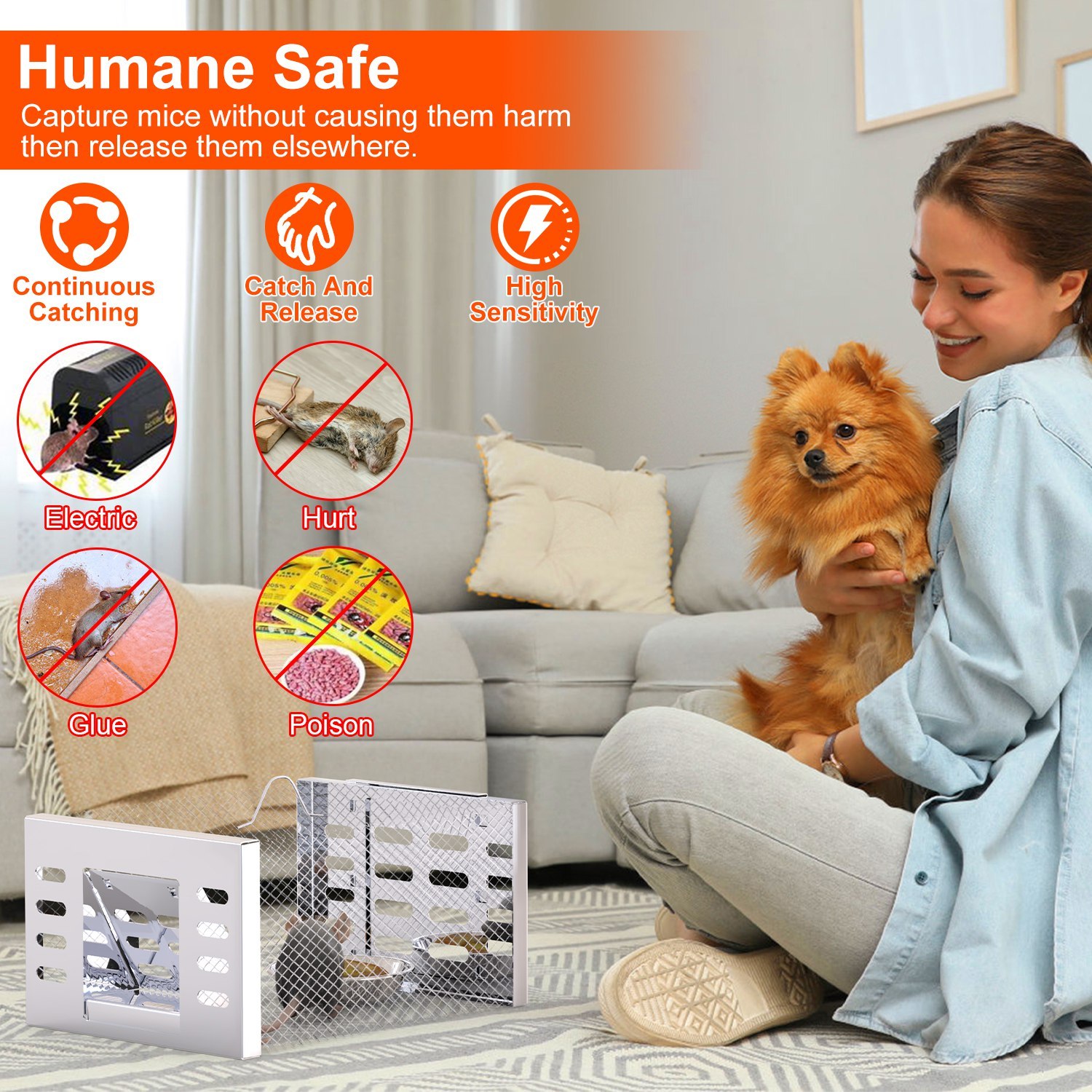2Pcs Humane Rat Trap Catch And Release Live Mouse Cage Traps With Automatic Continuous Cycle Trapping For Chipmunk Rodent Mouse Small Animals - Image 8