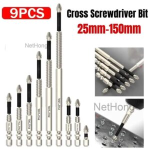 9PCS Cross Head Impact Drill Bits-Magnetic Anti-Slip Screwdriver Bits For Drills  UK