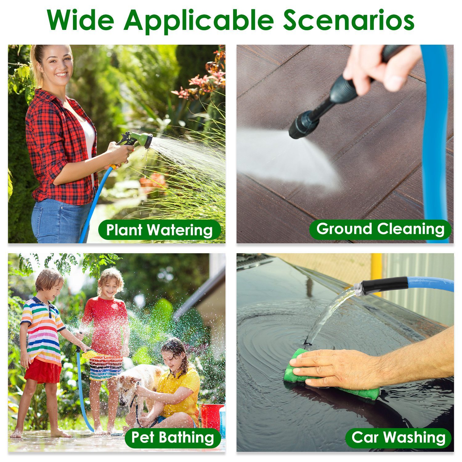 25FT-50FT Options -- 1Pc Non-Expanding Flexible Garden Hose Heavy Duty PVC Water Hose Leak-Resistant Kink-Free All-weather Burst 500PSI - Image 2