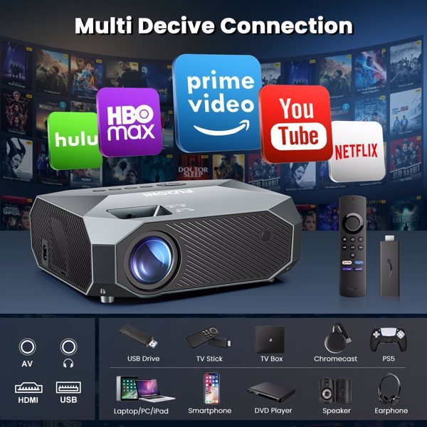 Projector With 5G WiFi And Bluetooth, Native 1080P, Supports 4K, Suitable For Mobile Phones,PCs,TV Sticks,PS5, Shipped From FBA Warehouse, Prohibited From Sale On Amazon - Image 3