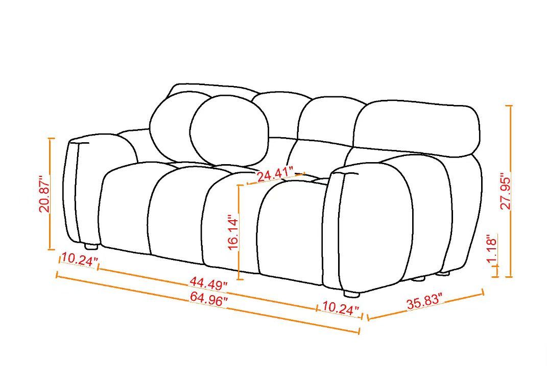 64.96 Length ,35.83inch Deepth ,human Body Structure For USA People, Marshmallow Sofa,boucle Sofa ,2 Seater, BEIGE BOUCLE - Image 3