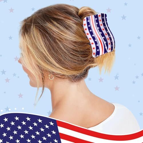 3Pcs American Flag Shaped Claw Clips USA Patriotic 4th Of July Design Hair Accessories Red White And Blue Hair Clips For Independence Day Veterans' Day -Give A Family Hair Clip As A Gift - Image 4