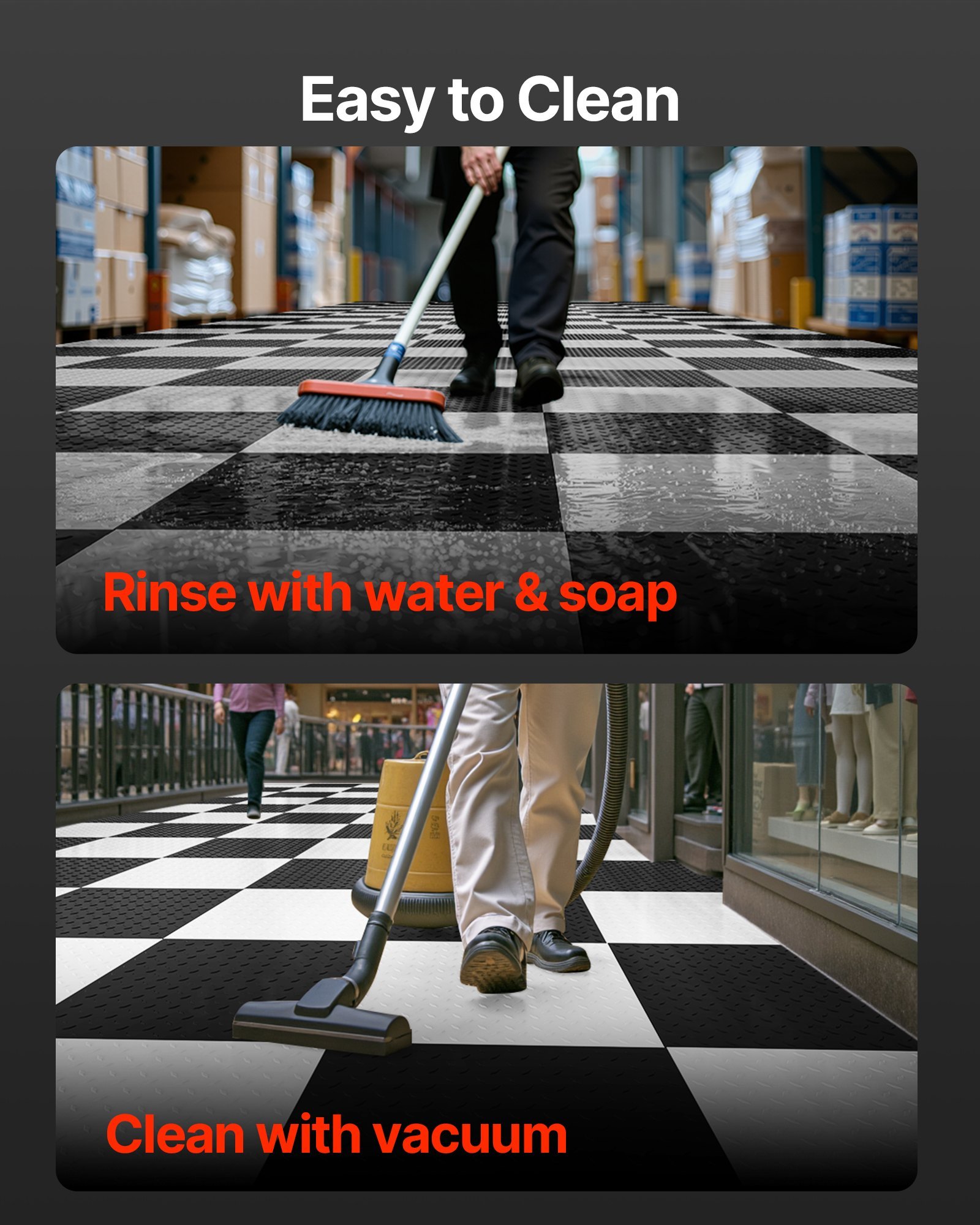 Garage Floor Tiles Interlocking, 8 Pack 20.2 X 20.2 X 0.2 In Interlocking Modular Garage Flooring Tiles, Diamond Plate Slip-Resistant PVC Mats For Workshop,Warehouse,Tool Room, Graphite Gray - Image 5