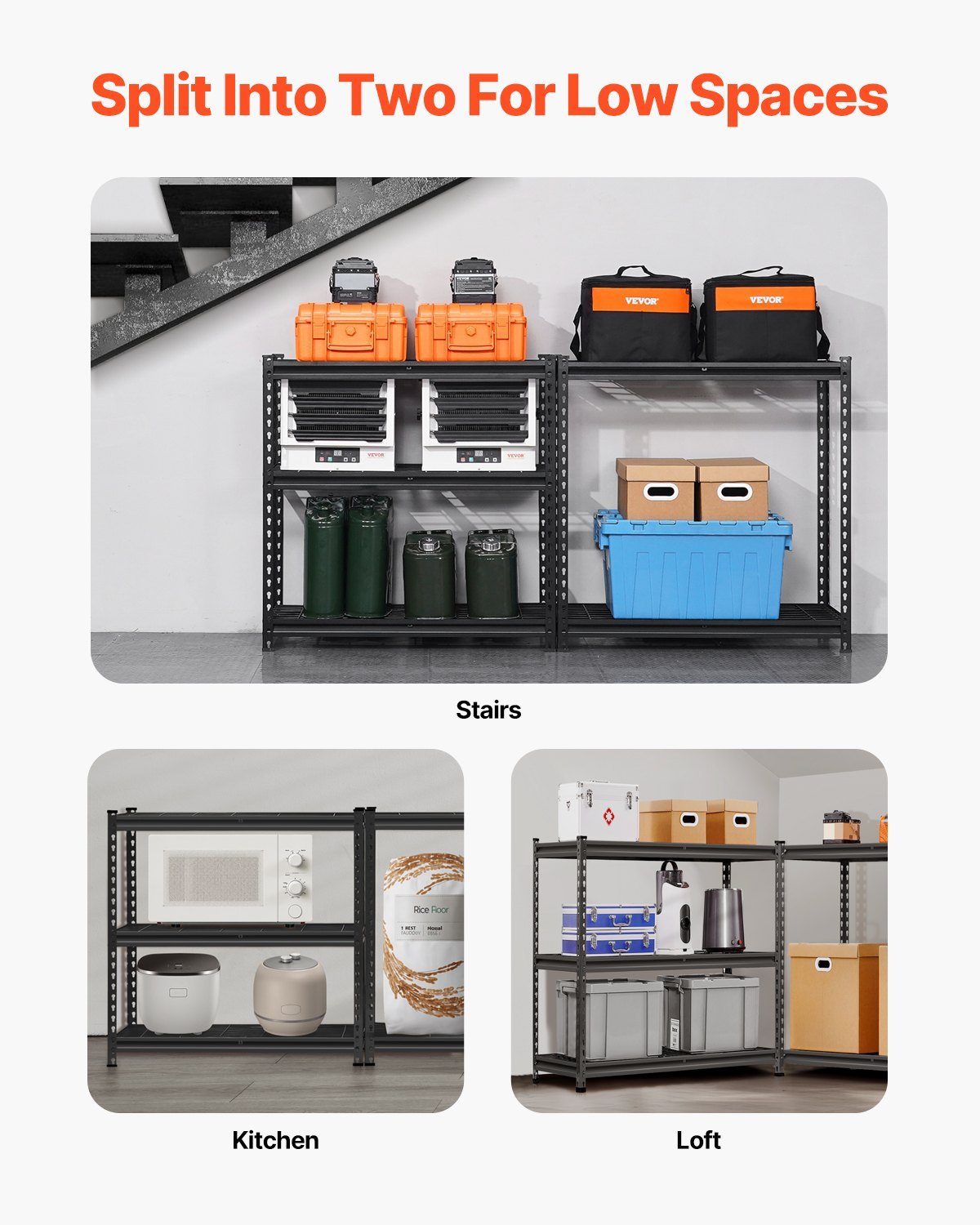 Storage Shelves, 2000 Lbs, 5 Tier Heavy Duty Garage Shelving, 16" D X 36" W X 72" H Adjustable Metal Shelves For Industrial Shelving Unit Utility Shelf, For Kitchen, Warehouse, Basement, Black - Image 3