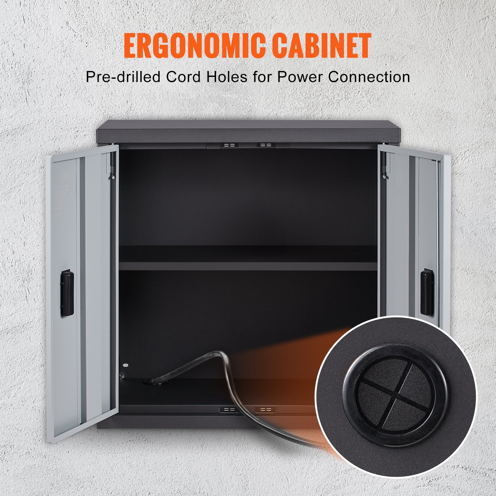 Foldable Wall Cabinet, Metal Garage Locker Mounted 660 Mm Small Tool Chest 108.8 Kg Loading Capacity Adjustable Shelf Magnetic Door File For Warehouse Office Home Black - Image 4