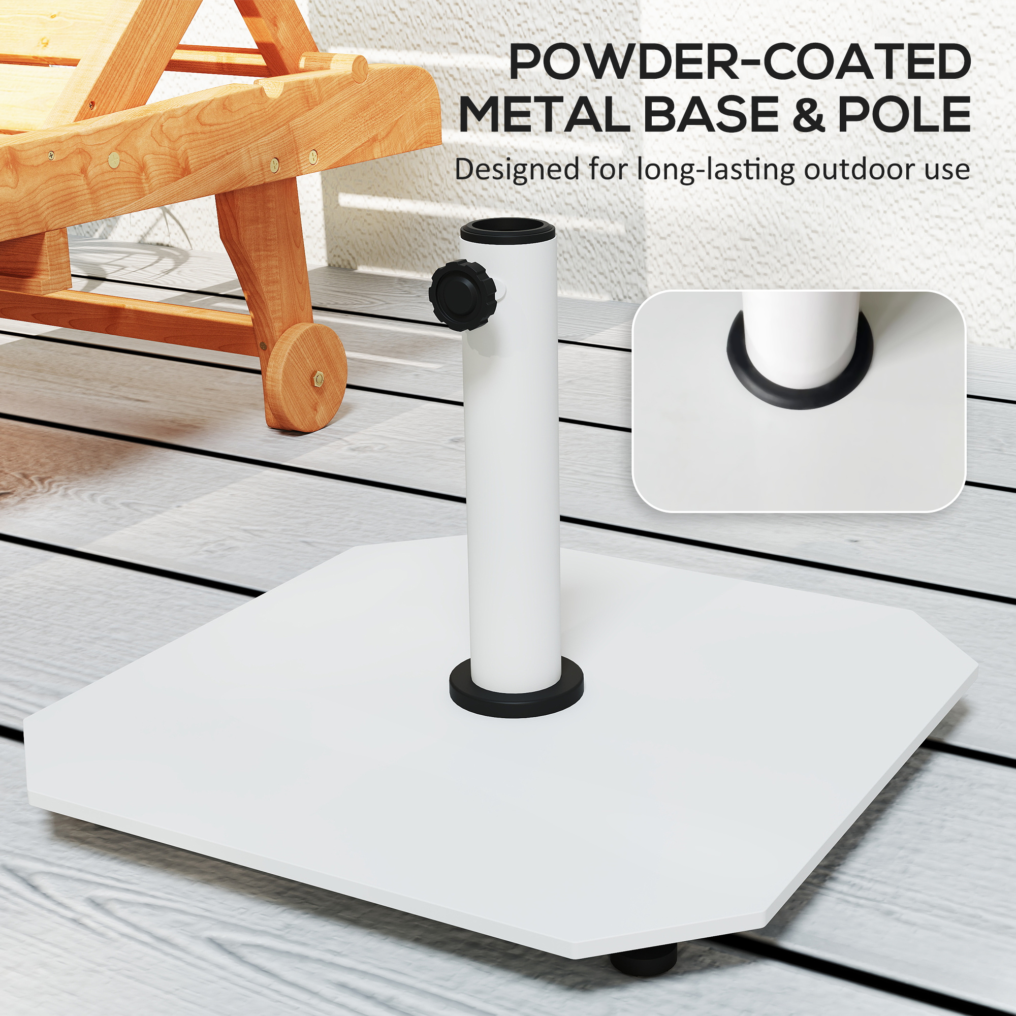 Square Patio Umbrella Base, 41 Lbs Metal Umbrella Stand Base With Adjustable Foot Pads, Heavy Duty Patio Umbrella Holder For 1.31.51.9 Umbrella Poles For Outdoor, Lawn, Poolside, White - Image 2