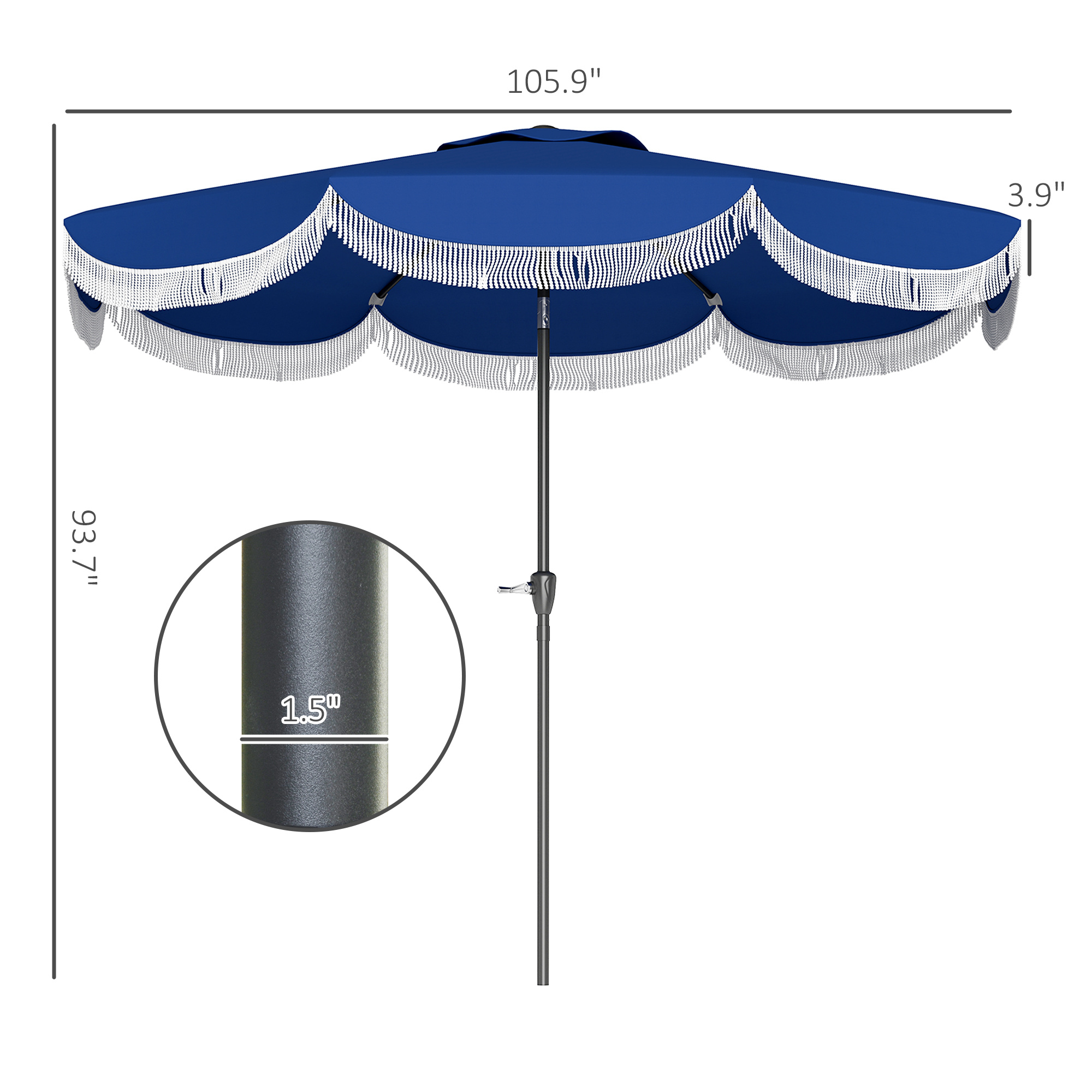 9FT Patio Umbrella,Outdoor Market Umbrella With Crank, 8 Ribs, Push Button Tilt, Vented Patio Table Umbrella For Deck Backyard Lawn, Navy Blue - Image 2