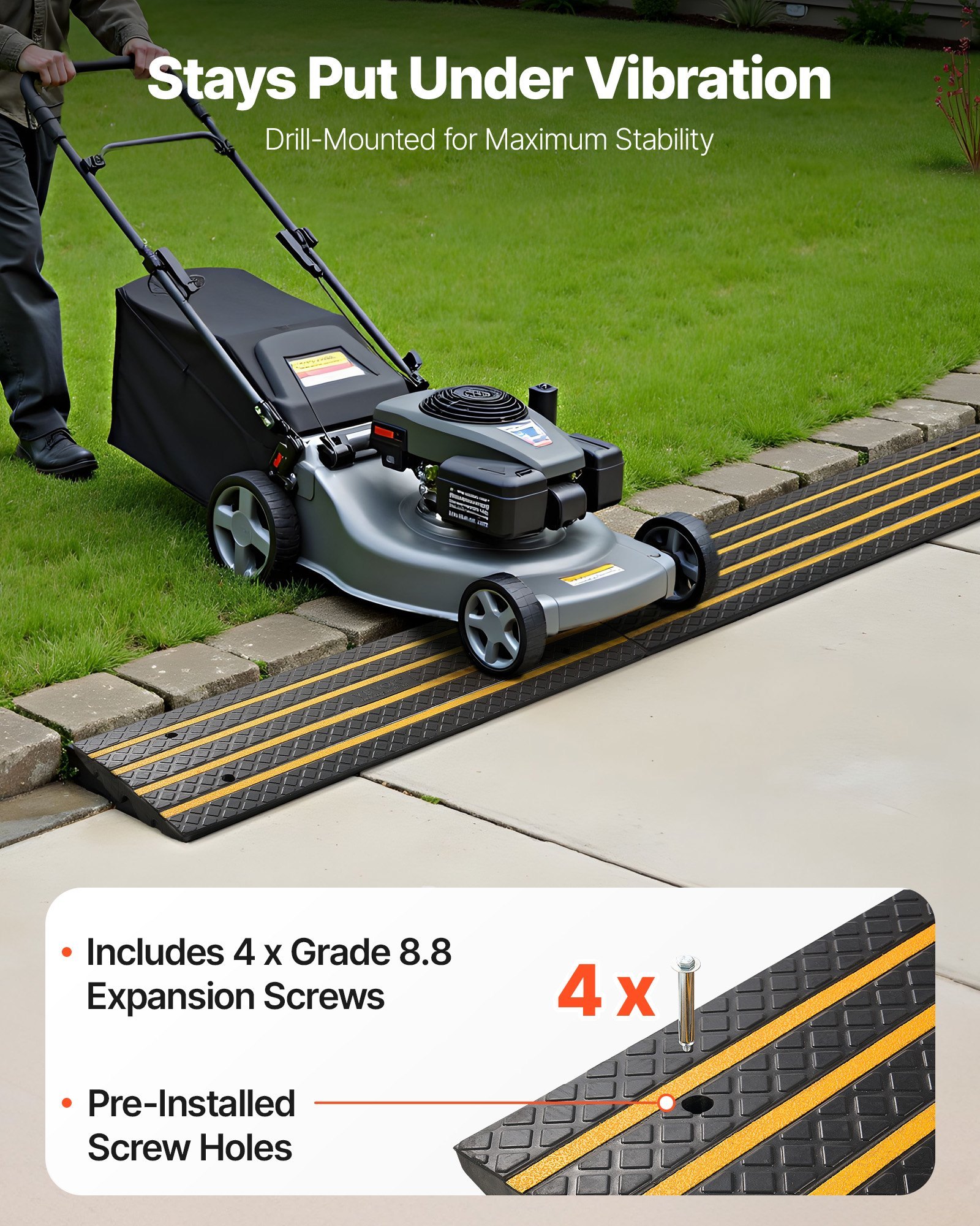 Car Driveway Rubber Curb Ramp, 33069 Lbs Load Capacity, 2.6 Inch Rise Curbside Bridge Ramp With Yellow Reflective Strips, Suitable For Loading Dock, Warehouse, Garage, Sidewalk (1 Pack) - Image 2