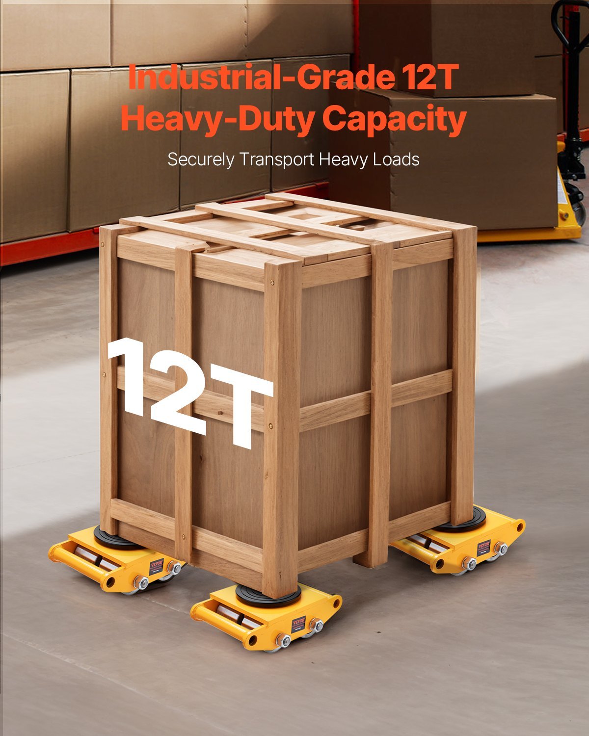 4PCS Machinery Skate Dolly, 11999.8 Kg Industrial Machinery Mover, Heavy Duty Carbon Steel Machinery Moving Skate & 4 Carbon Steel Wheels And 360° Rotation Non-Slip Cap For Warehouse, Factory - Image 4