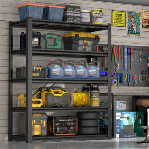 59 Inches Metal Garage Storage Rack, Heavy-Duty Steel Moisture-Proof And Waterproof 5-Layer Adjustable Storage Shelving Unit.Designed For Warehouse Storage Food Pantries, Industrial Use