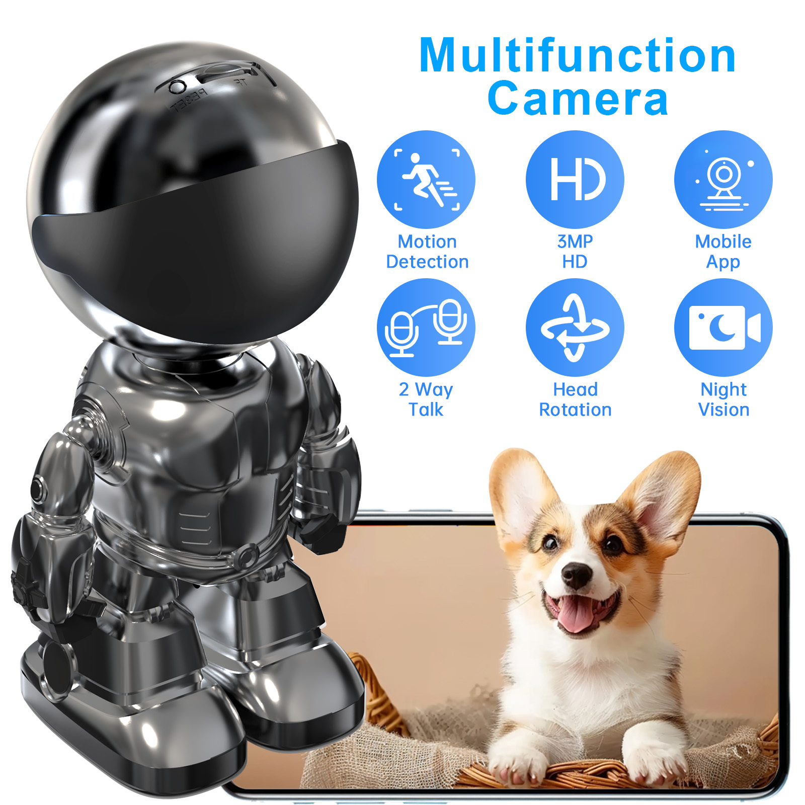 Smart Robot Camera 3MP IP Camera WIFI Robert Network CCTV HD Baby Monitor Remote Control Home Security Camera - Image 6