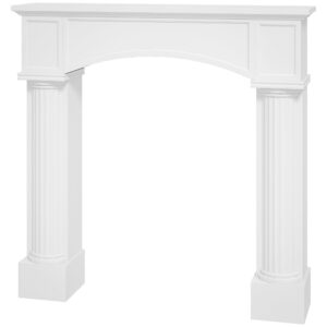 Modern Fireplace Mantel, Freestanding Fireplace Surround For Electric Fireplaces, 43.3 W X 39.8 H, White