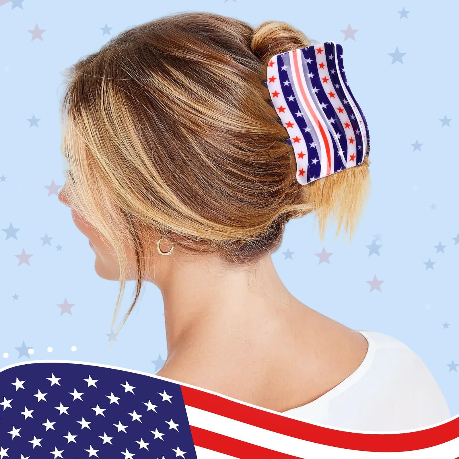3Pcs American Flag Shaped Claw Clips USA Patriotic 4th Of July Design Hair Accessories Red White And Blue Hair Clips For Independence Day Veterans' Day Clearance - Image 4