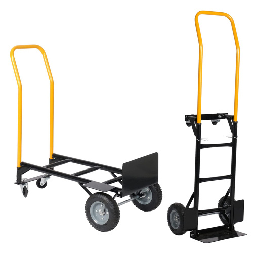 Hand Truck Dual Purpose 2 Wheel Dolly Cart And 4 Wheel Push Cart With Swivel Wheels 330 Lbs Capacity Heavy Duty Platform Cart For Moving Warehouse Garden Grocery - Image 6