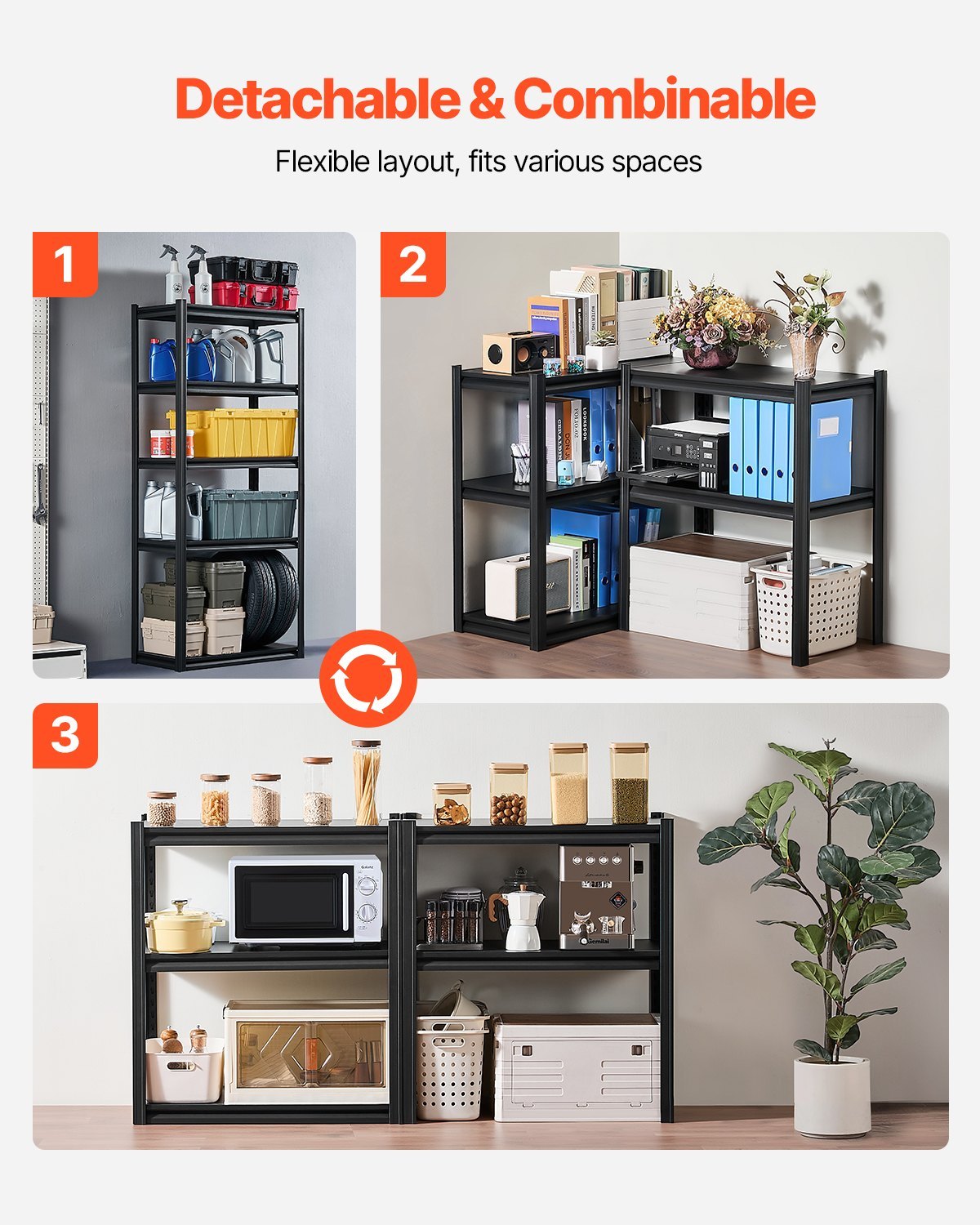 Storage Shelves, 2000 Lbs, 5 Tier Garage Storage Shelving, 16" D X 32" W X 72" H Adjustable Metal Shelves For Garage Shelves Utility Rack Shelf, Ideal For Kitchen, Warehouse, Basement, Black - Image 2