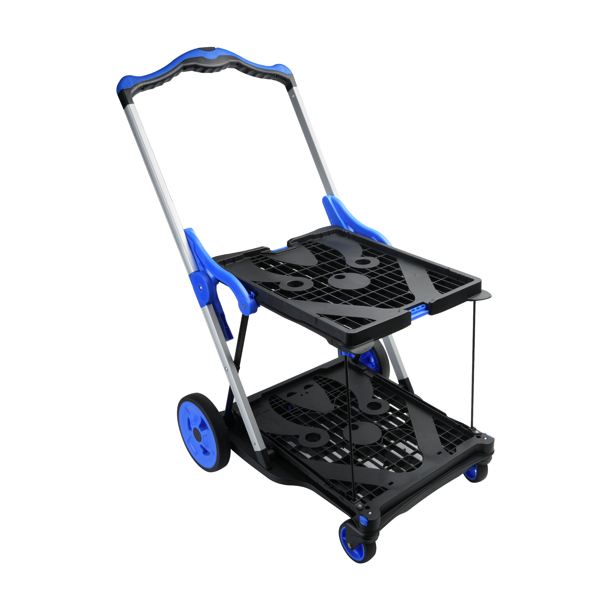 Multi-Use 2-Tier Collapsible Cart With Storage Crate - Foldable Shopping Trolley For Grocery, Warehouse & Supermarket - Image 5