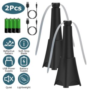 2 Pack Portable Reflective Fly Repellent Fan Rechargeable Battery Powered Table Food Fly Trap With Pattern Soft-Stop Blade Hanging Hook Indoor Outdoor Table