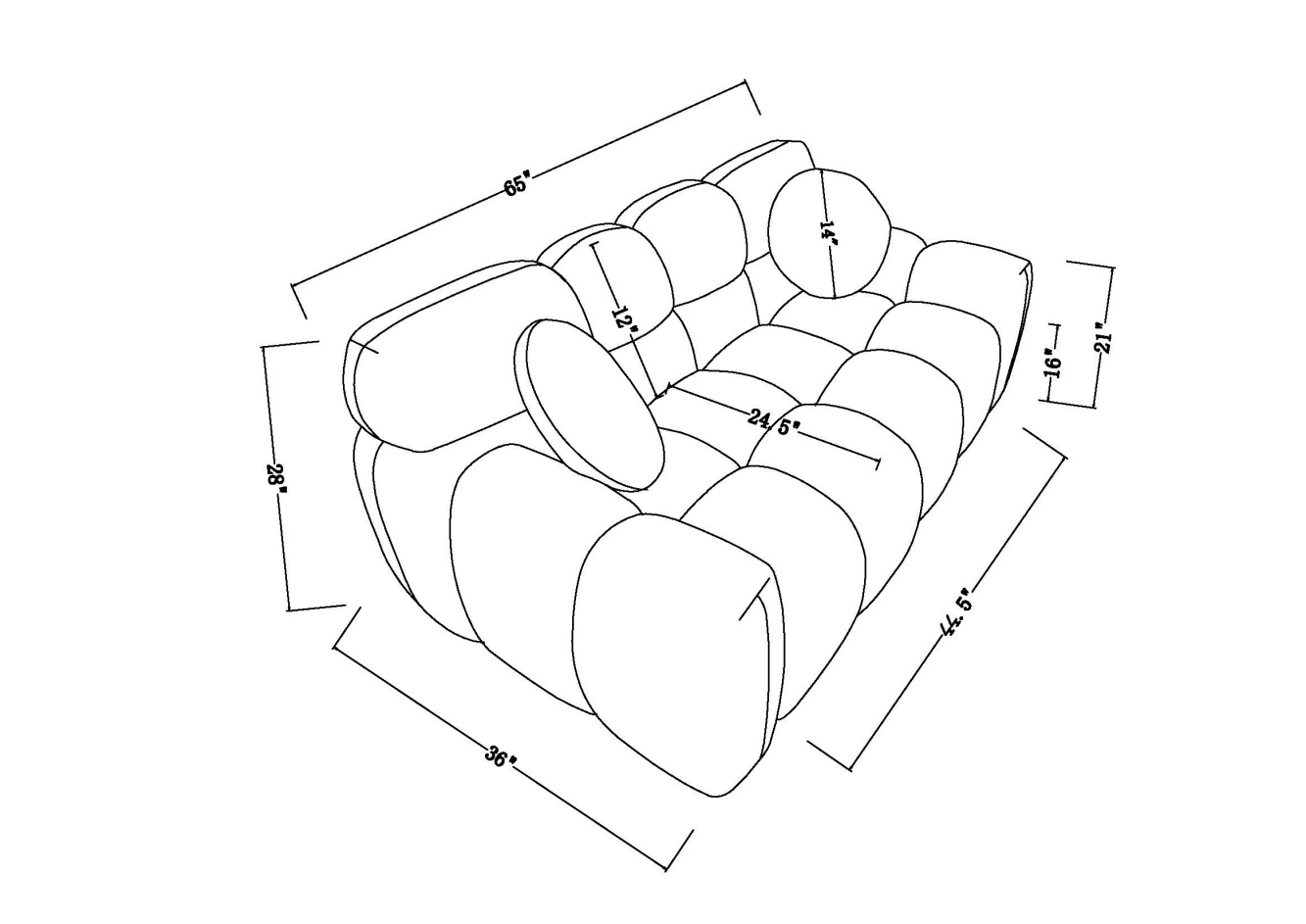 64.96 Length ,35.83inch Deepth ,human Body Structure For USA People, Marshmallow Sofa,boucle Sofa ,2 Seater, BEIGE BOUCLE - Image 3
