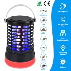 1Pc 4 In 1 Bug Zapper Light Rechargeable Mosquito Zapper For Indoor Outdoor Waterproof Mosquito Killer Lamp With 3 Lighting Modes For Patio Yard Home
