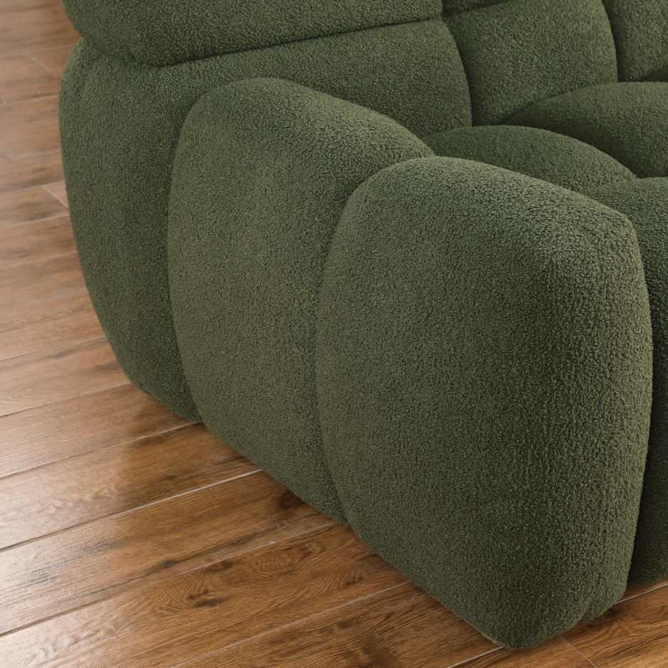 87.4 Length ,35.83inch Deepth ,human Body Structure For USA People, Marshmallow Sofa,boucle Sofa ,3 Seater, OLIVE GREEN BOUCLE - Image 3