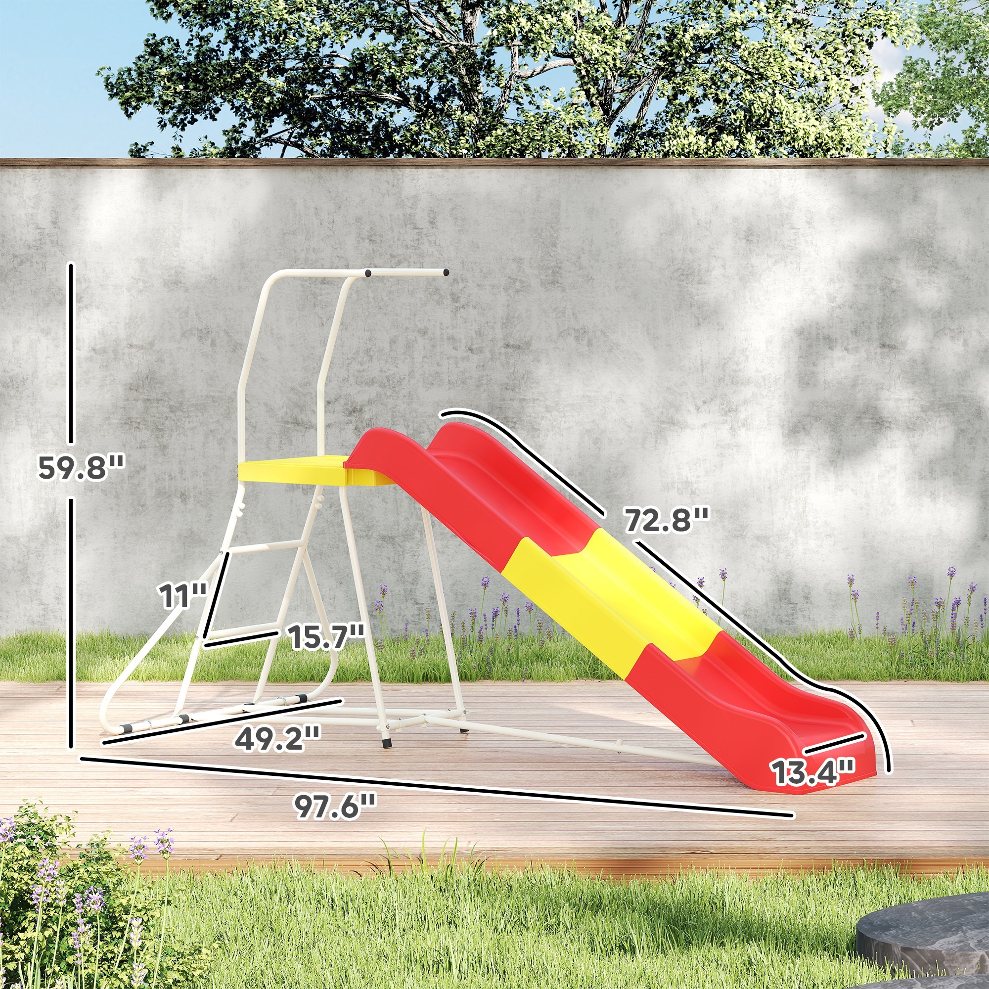 6ft Slide For Kids, Metal Freestanding Playground Equipment With Climbing Ladder, For Backyard, Outdoor, Indoor, Red - Image 2
