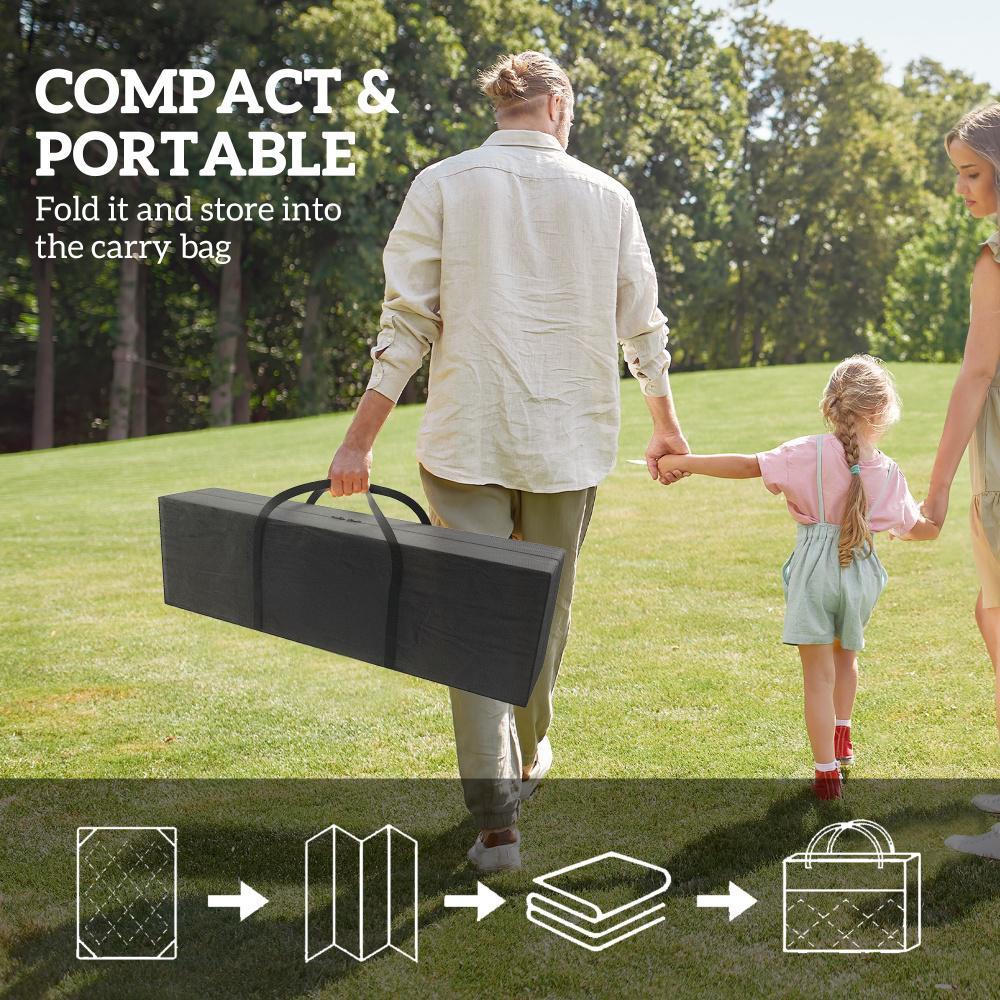 Reversible Outdoor Rug, Waterproof Plastic Straw With Carry Bag, 9 X 18, Blue & White Rhombus Border - Image 3