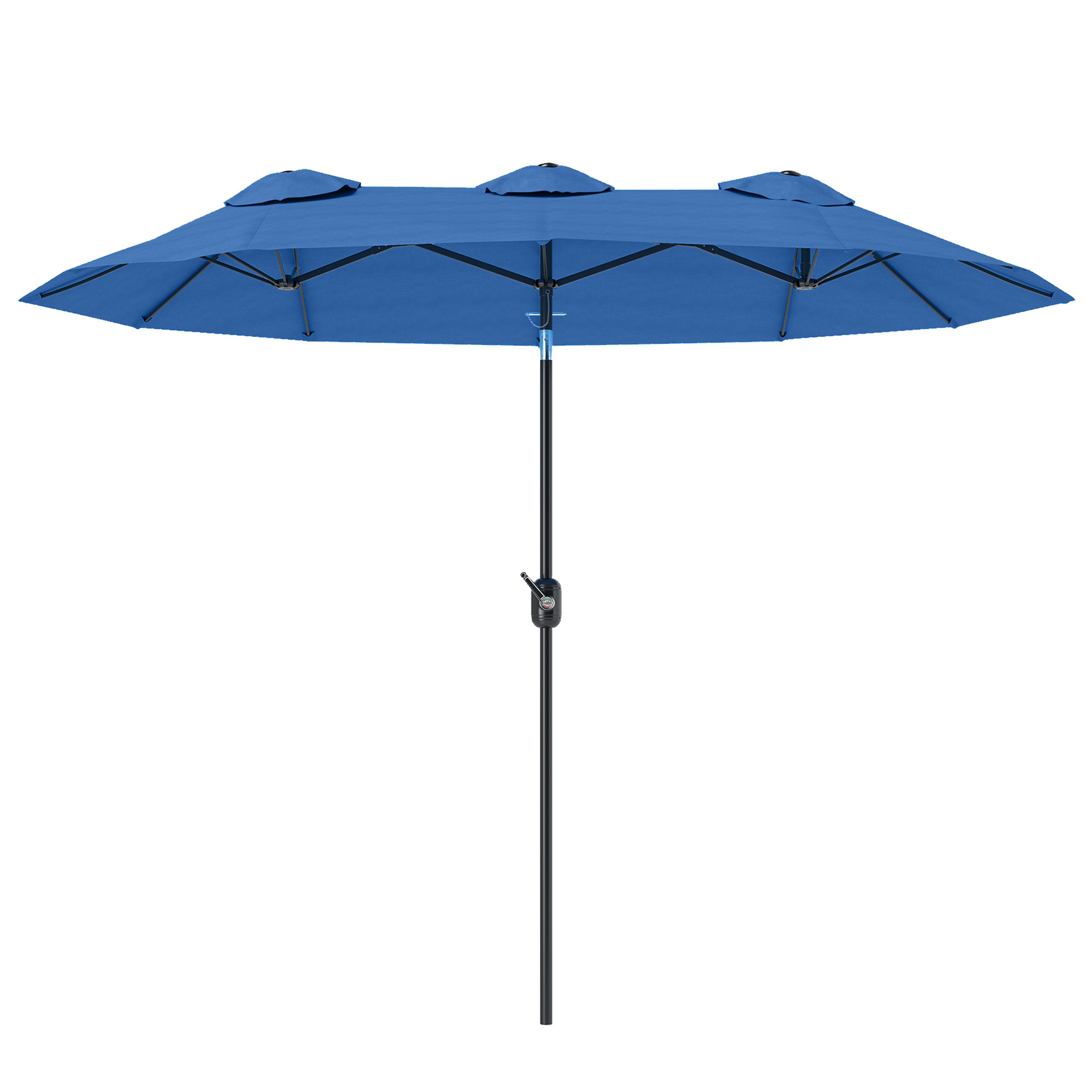 Double-sided Patio Umbrella, 9.5 Outdoor Umbrella With Push Button Tilt And Crank, 3 Air Vents And 12 Ribs, Navy Blue - Image 6